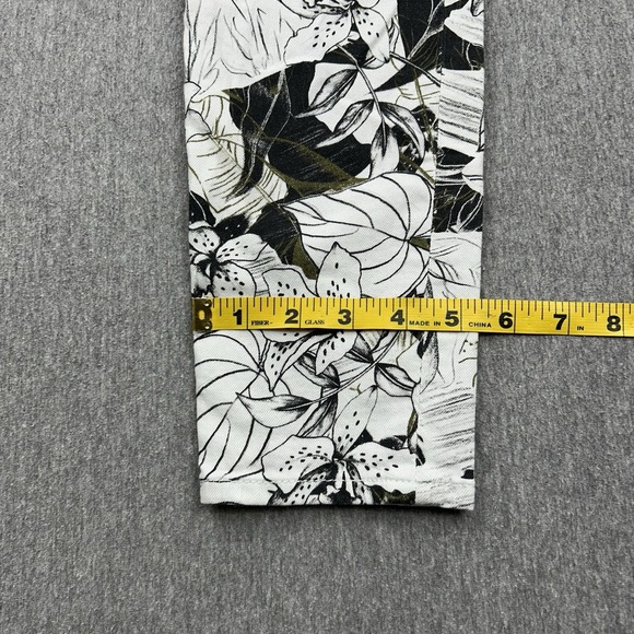 7 For All Mankind Floral Skinny Jeans Women's 27 30x28 Black White Mid Rise - Picture 8 of 16